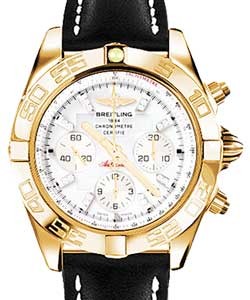 Chronomat 44 in Rose Gold on Black Calfskin Leather Strap with White MOP Diamond Dial