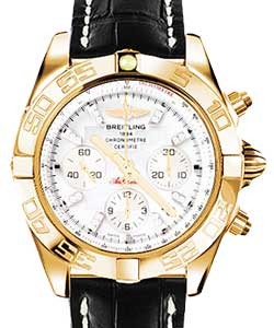 Chronomat 44 in Rose Gold on Black Crocodile Leather Strap with White MOP Diamond Dial