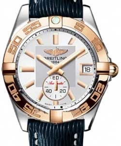 Galactic 36 2-Tone in Steel with Rose Gold Bezel On Blue Sahara Calfskin Leather Strap with Silver Dial