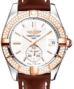 Galactic 36 2-Tone in Steel with Rose Gold Diamond Bezel On Brown Calfskin Leather Strap with Mother of Pearl Dial