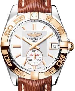 Galactic 36 2-Tone in Steel with Rose Gold Bezel On Brown Sahara Calfskin Leather Strap with Silver Dial