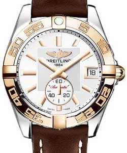 Galactic 36 2-Tone in Steel with Rose Gold Bezel On Brown Calfskin Leather Strap with Silver Dial