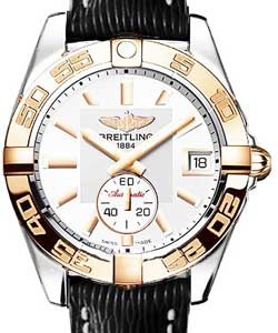 Galactic 36 2-Tone in Steel with Rose Gold Bezel On Black Sahara Calfskin Leather Strap with Silver Dial