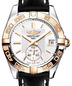 Galactic 36 2-Tone in Steel with Rose Gold Bezel On Black Calfskin Leather Strap with Silver Dial