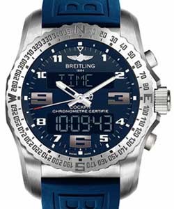 Cockpit B50 Automatic 46mm in Titanium on Blue Rubber Strap with Blue Dial