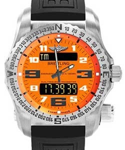 Aerospace Professional in Titanium On Black Diver Pro III Rubber Strap with Orange Dial