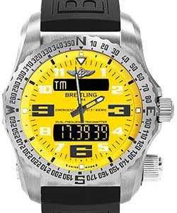 Professional Emergency 51mm Quartz in Titanium  on Black Diver Pro III Rubber Strap with Cobra Yellow Dial