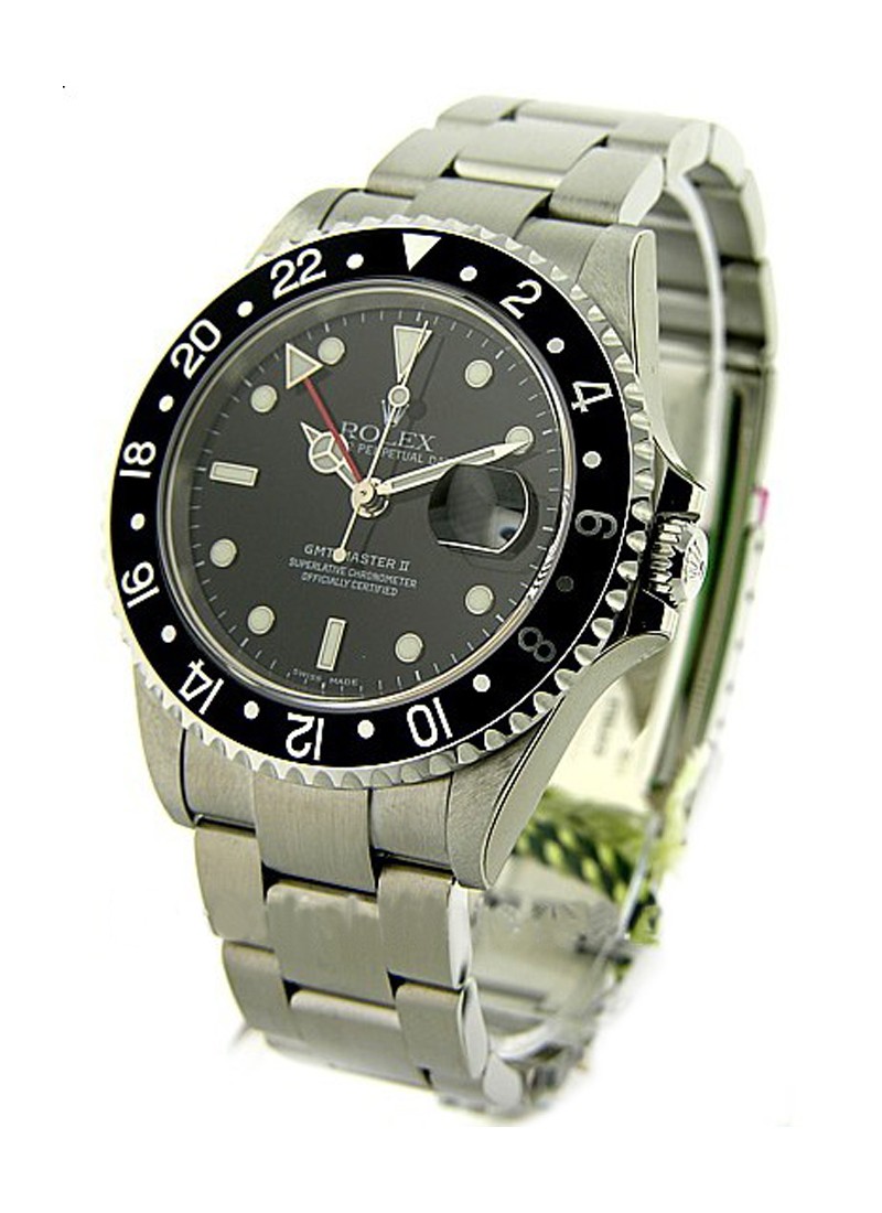 Pre-Owned Rolex GMT Master II 40mm in Steel with Black Bezel