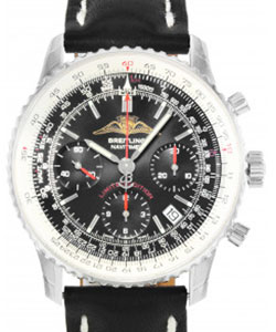 Navitimer Chronograph 41.5mm in Steel on Black Calfskin Leather Strap with Black Dial