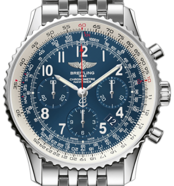 Navitimer 01 Chronograph in Steel-Limited Edition on Steel Bracelet with Blue Metallic Arabic Dial