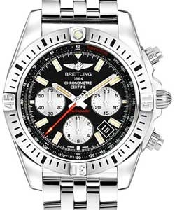 Chronomat 44 Airborne in Steel on Steel Bracelet with Black Dial and Silver Subdials