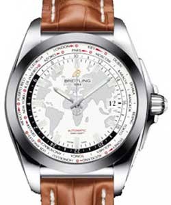 Galactic Unitime 44mm Automatic in Steel on Light Brown Crocodile Leather Strap with Antarctica White Dial