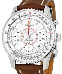 Montbrillant 01 Automatic Chronograph in Steel on Dark Brown Clafskin Leather Strap with Silver Dial