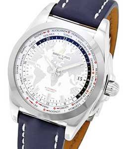 Galactic Unitime 44mm Automatic in Steel on Blue Calfskin Leather Strap with Antarctica White Dial