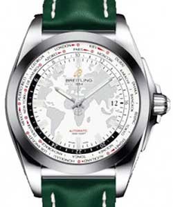 Galactic Unitime 44mm Automatic in Steel on Green Calfskin Leather Strap with Antarctica White Dial