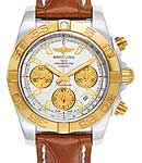 Chronomat 41 in Steel with Rose Gold Bezel On Brown Crocodile Leather Strap with Silver Dial and Gold Subdials