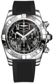 Chronomat B01 44mm Automatic in Steel on Black Diver Pro Rubber Strap with Black Roman Dial