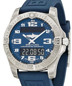 Aerospace Evo 43mm in Titanium on Blue Rubber Strap with Blue Dial