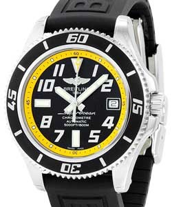 Superocean 42mm Automatic in Stainless Steel on Black Rubber Strap with Black and Yellow Dial