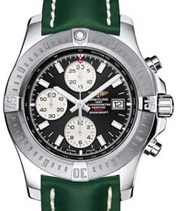 Colt Chronograph in Steel on Green Calfskin Leather Strap with Black Dial