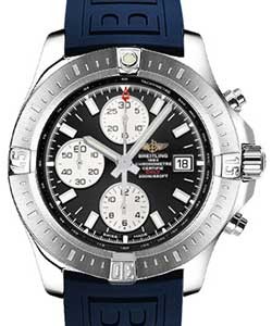 Colt Chronograph in Steel on Blue Rubber Strap with Black Dial