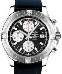Colt Chronograph in Steel on Blue Rubber Strap with Black Dial