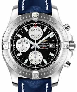 Colt Chronograph in Steel on Blue Calfskin Leather Strap with Black Dial