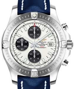 Colt Chronograph in Steel on Blue Calfskin Leather Strap with Silver Dial