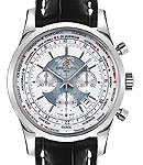 Transocean Chronograph Unitime Automatic in Steel On Black Crocodile Strap with Polar White Dial - Silver Sundials