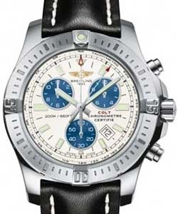 Colt Chronograph in Steel on Black Calfskin Leather Strap with Silver Dial