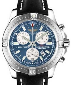 Colt Chronograph in Steel on Black Calfskin Leather Strap with Blue Dial