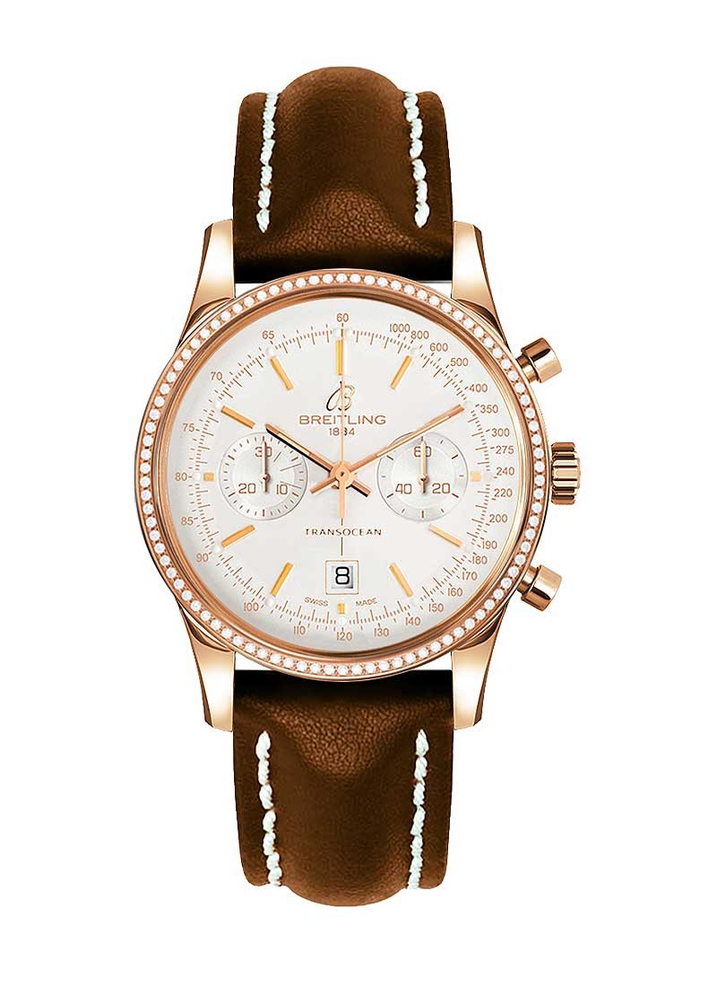 Breitling Transocean Chronograph 38mm in Rose Gold with Diamond Bezel