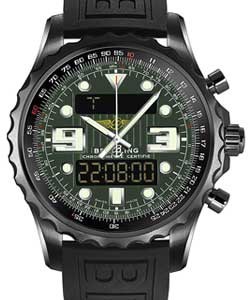 Professional Chronospace 48mm in Black Steel On Black Rubber Strap with Green Dial