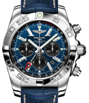 Chronomat GMT Chronograph in Steel on Blue Alligator Leather Strap with Blue Dial