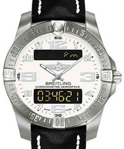 Professional Aerospace Evo 43mm in Titanium on Black Calfskin Leather Strap with Silver Dial