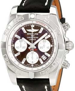 Chronomat Chronograph 43.5 Automatic in Steel on Black Leather Strap with Metallica Brown Dial