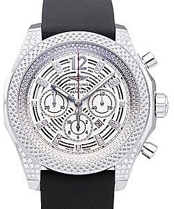 Bentley Barnato Chronograph 42mm Automatic in Steel with Diamonds on Black Rubber Strap with Silver Dial