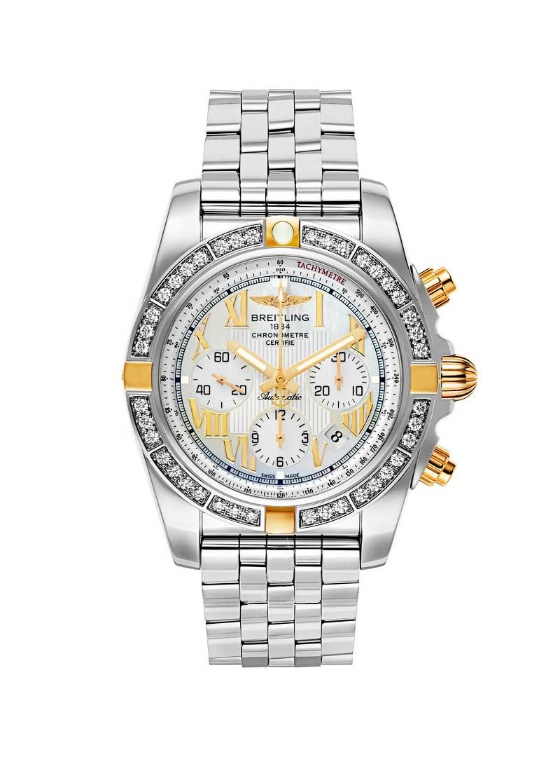 Breitling Chronomat Chronograph 44mm  in Steel and Rose Gold with Diamonds Bezel