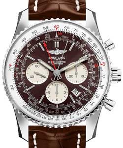 Navitimer Rattrapante 45mm in Steel on Brown Crocodile Leather Strap with Bronze Dial