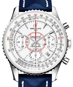 Montbrillant 01 Chronograph 40mm in Steel On Blue Calfskin Leather Strap with Silver Dial