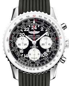 Navitimer Cosmonaute Chronograph 43mm in Steel on Black Lined Rubber Strap with Black Dial