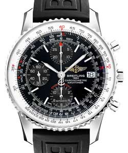 Navitimer Heritage 42mm in Steel on Black Rubber Strap with Black Dial