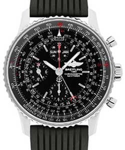 Navitimer 1884 46mm in Steel on Black Lined Rubber Strap with Black Dial
