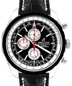 Navitimer Chronomatic 1461 49mm in Steel on Black Crocodile Leather Strap with Black Dial - Limited Edition of 2000 Pieces