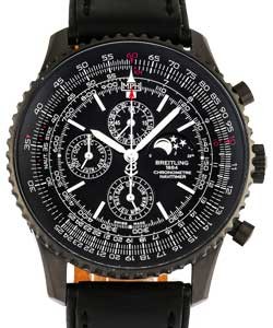 Navitimer 1461 48mm in Stainless Steel on Black Leather Strap with Black Dial