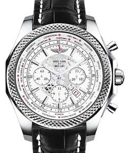 Bentley B05 Unitime GMT Chronograph 49mm  in Steel on Black Leather Strap with White Dial