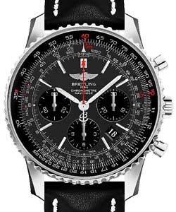 Navitimer 01 Chronograph in Steel - Limited Edition on Black Calfskin Leather Strap with Grey Dial - Black Subdials