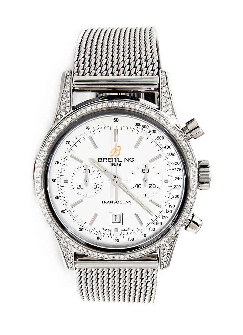 Breitling Transocean Chronograph 38mm in Steel with Diamond Bezel