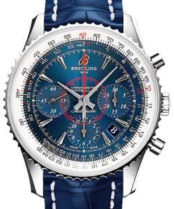 Montbrillant 01 Chronograph 40mm in Steel On Blue Crocodile Leather Strap with Blue Dial