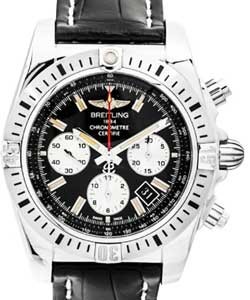 Chronomat 44mm Airborne in Steel on Black Crocodile Strap with Black Dial - Silver Subdials